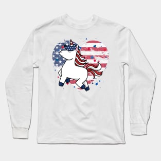 Star-Spangled Magic Patriotic Unicorn Long Sleeve T-Shirt
